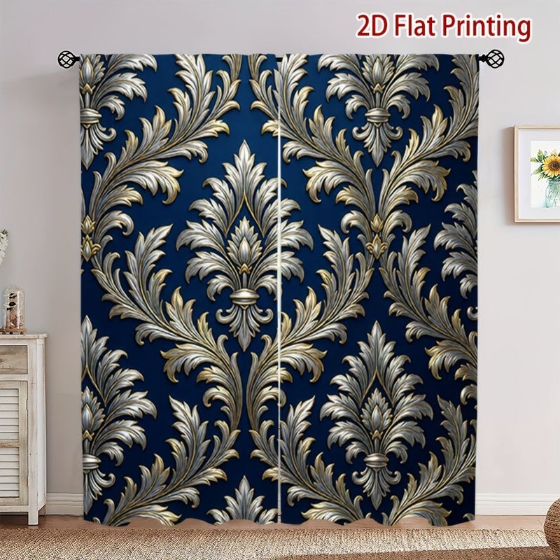 2pcs European Floral Print Curtains 39 37 X 102 36 Inch Soft Light Privacy Protection Rod Pocket Design For Living Room Kitchen Bedroom Study Balcony Hotel Apartment Home Decor - Image 1