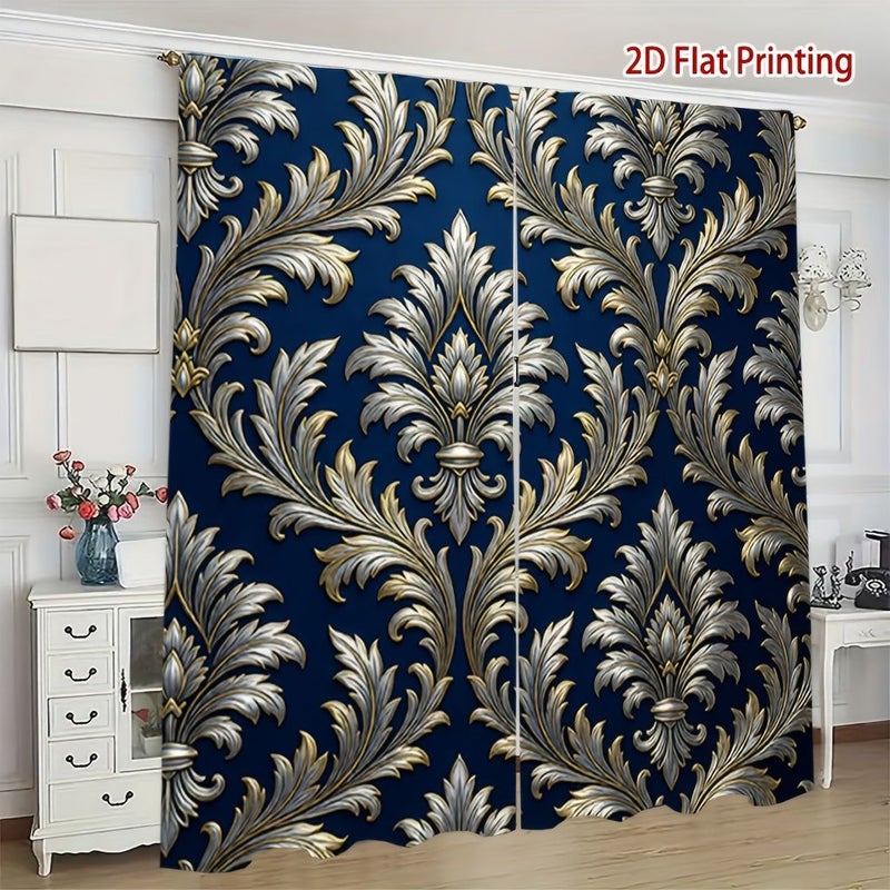 2pcs European Floral Print Curtains 39 37 X 102 36 Inch Soft Light Privacy Protection Rod Pocket Design For Living Room Kitchen Bedroom Study Balcony Hotel Apartment Home Decor - Image 5