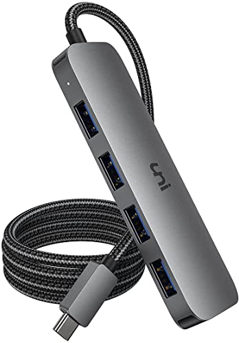 uni USB C to USB Hub 4 Ports, Aluminum USB Type C to USB Adapter with 4 USB 3.0 Ports, Thunderbolt 3 to Multiport USB 3.0 Hub Adapter for MacBook Pro/Air 2020/2019, iPad Pro, Dell, Chromebook and more - Image 1
