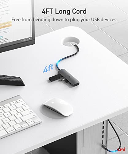 uni USB C to USB Hub 4 Ports, Aluminum USB Type C to USB Adapter with 4 USB 3.0 Ports, Thunderbolt 3 to Multiport USB 3.0 Hub Adapter for MacBook Pro/Air 2020/2019, iPad Pro, Dell, Chromebook and more - Image 4
