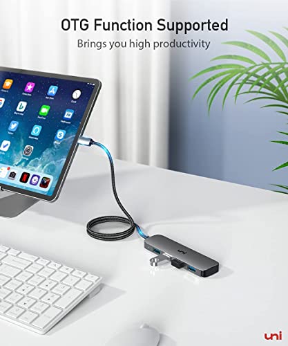 uni USB C to USB Hub 4 Ports, Aluminum USB Type C to USB Adapter with 4 USB 3.0 Ports, Thunderbolt 3 to Multiport USB 3.0 Hub Adapter for MacBook Pro/Air 2020/2019, iPad Pro, Dell, Chromebook and more - Image 3