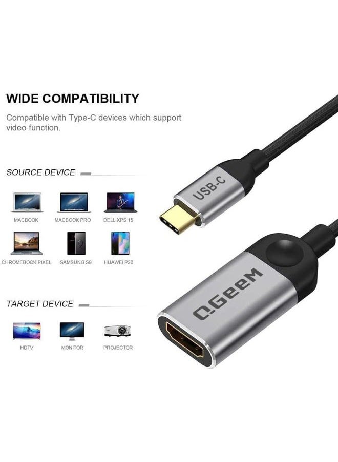 QGeeM USB C to HDMI Adapter 4K Cable, USB Type-C to HDMI Adapter [Thunderbolt 3/4] HDMI Adapter for Laptop MacBook Pro/Air, iPhone15 Pro max, Dell XPS, HP.Pixelbook, Thinkpad,Surface,Ipad Pro etc. - Image 2