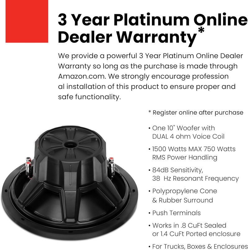 BOSS Audio Systems CH10DVC 1500 Watt 10 Inch Dual 4 Ohm Voice Coil Car Subwoofer - Image 2