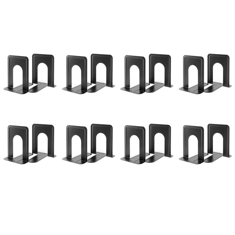 MaxGear Book Ends Universal Premium Bookends for Shelves NonSkid Bookend Heavy Duty Metal Book Stopper for BooksMoviesCDsVideo Games 6 x 46 x 6 in Black8 Pairs16 Pieces Large