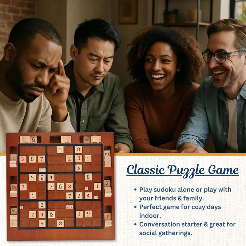 WE Games Wooden Sudoku Board with Storage Slots in Medium Stain - 11.5 in. - Image 3