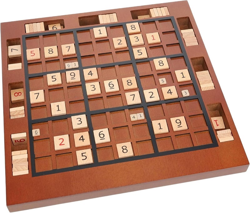 WE Games Wooden Sudoku Board with Storage Slots in Medium Stain - 11.5 in. - Image 1