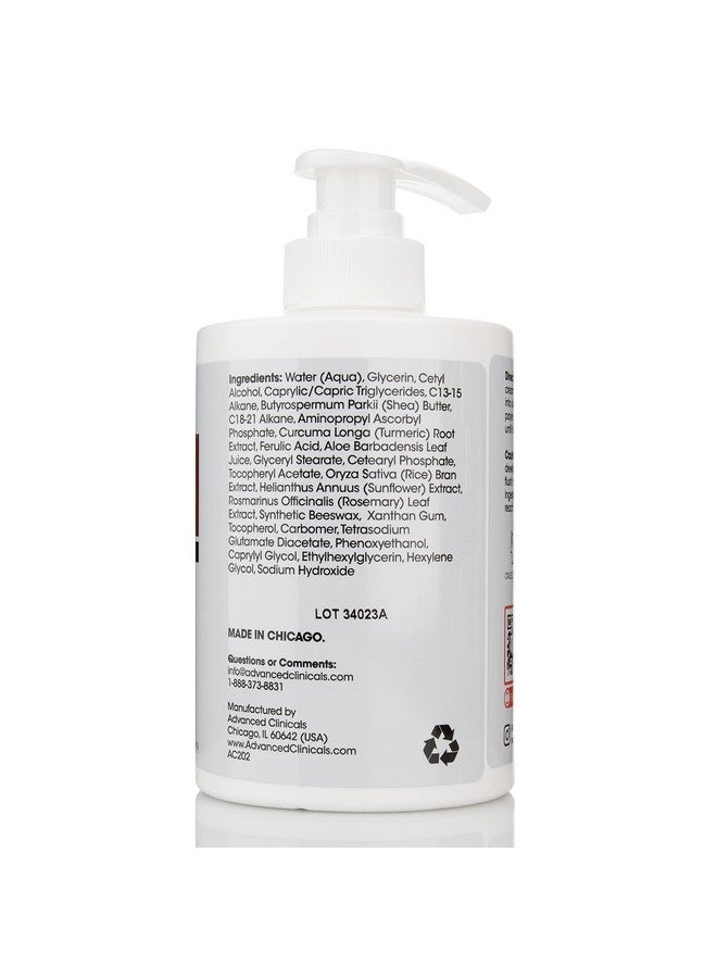 Advanced Clinicals كريم تبييض وثبات فيتامين ج والكركم من ديفانسد كلينيكالز 15 أونصة سائلة مرطب للوجه والجسم مع زبدة الشيا وفيتامين هـ - Image 4