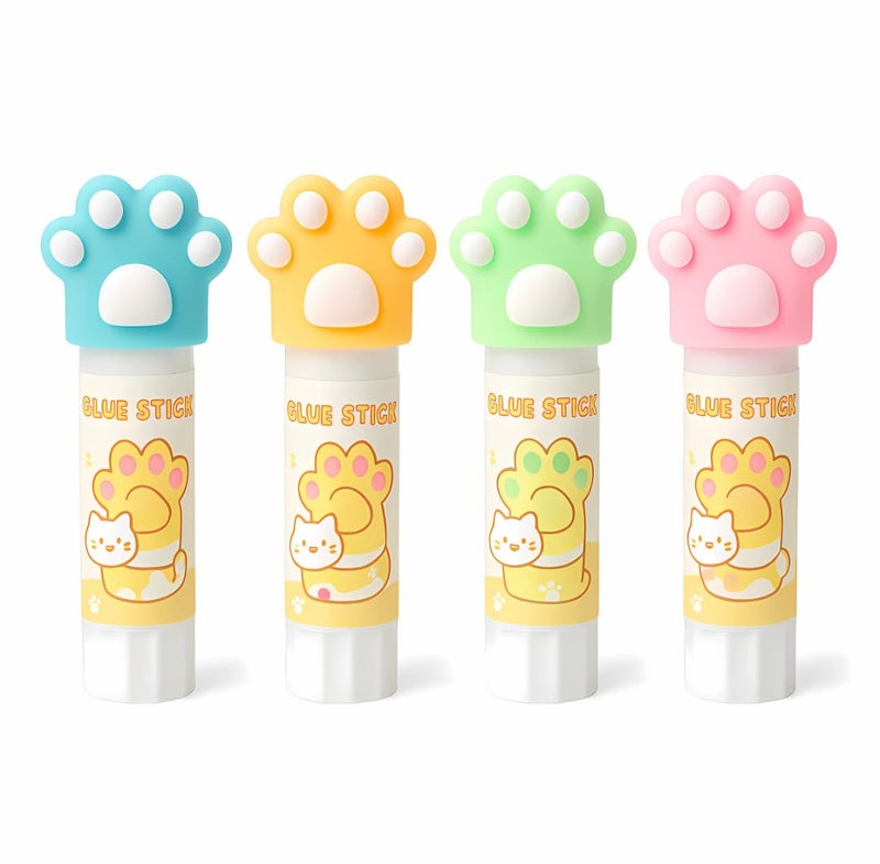 Tresneria Cute Glue Stick Set for Kids – Panda, Unicorn, Hamburger, Astronaut & Cat Paw Designs (Cat Paw Glue Stick) - Image 1