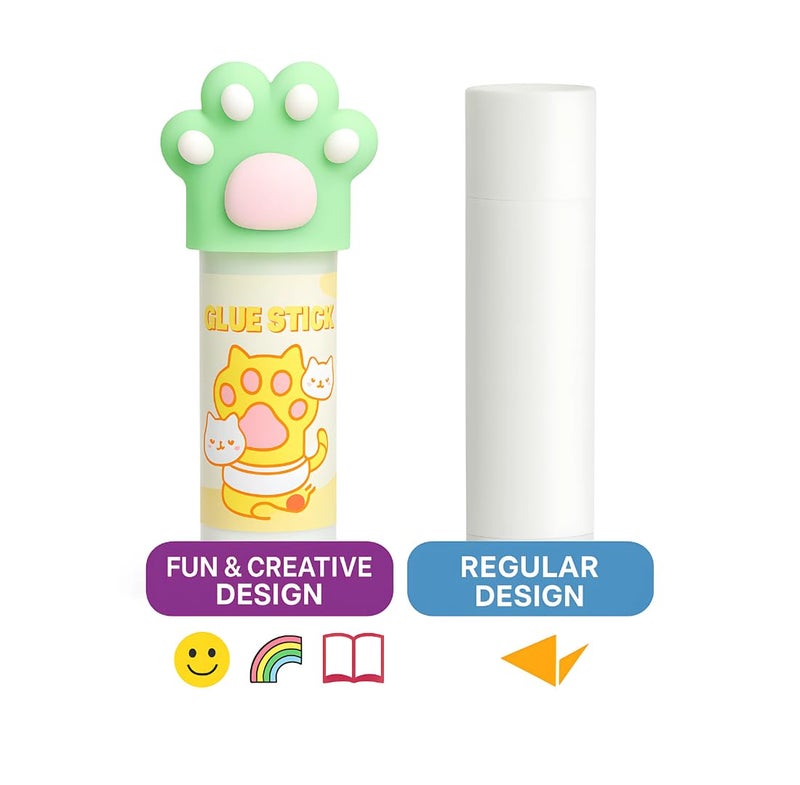 Tresneria Cute Glue Stick Set for Kids – Panda, Unicorn, Hamburger, Astronaut & Cat Paw Designs (Cat Paw Glue Stick) - Image 4