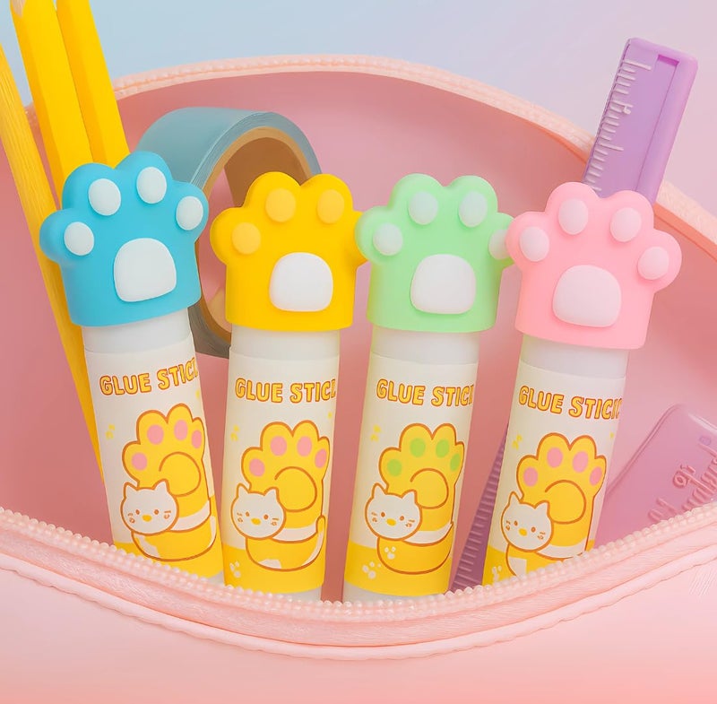 Tresneria Cute Glue Stick Set for Kids – Panda, Unicorn, Hamburger, Astronaut & Cat Paw Designs (Cat Paw Glue Stick) - Image 3