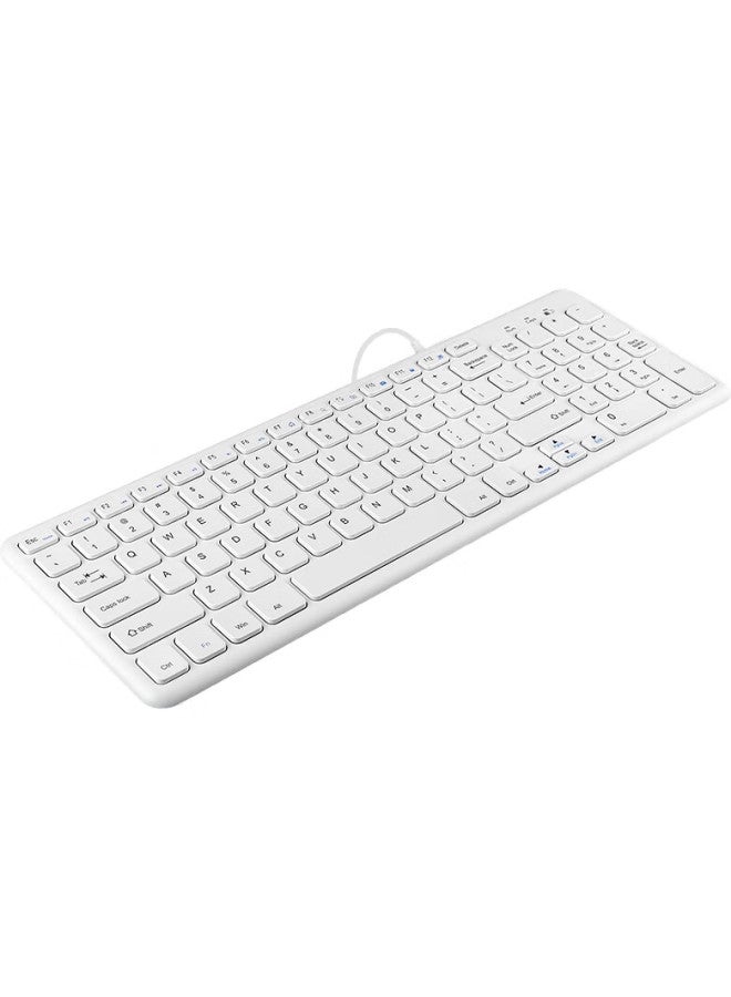 B.O.W Hangshi (Bow) Hw156S-A Keyboard, Wired Keyboard, Office Keyboard, Ultra-Thin Portable, 96 Keys, Desktop And Laptop Keyboard, Chocolate Keys, White - Image 1