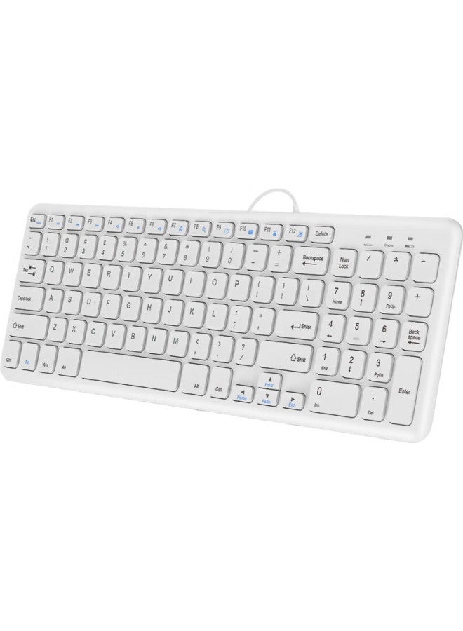 B.O.W Hangshi (Bow) Hw156S-A Keyboard, Wired Keyboard, Office Keyboard, Ultra-Thin Portable, 96 Keys, Desktop And Laptop Keyboard, Chocolate Keys, White - Image 3