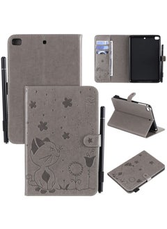Case Cover For iPad mini 5 / 4 / 3 / 2 / 1 Cat Bee Embossing Pattern Horizontal Flip Leather Case with Holder & Card Slots & Wallet & Pen Slot & Wake-up / Sleep Function Grey