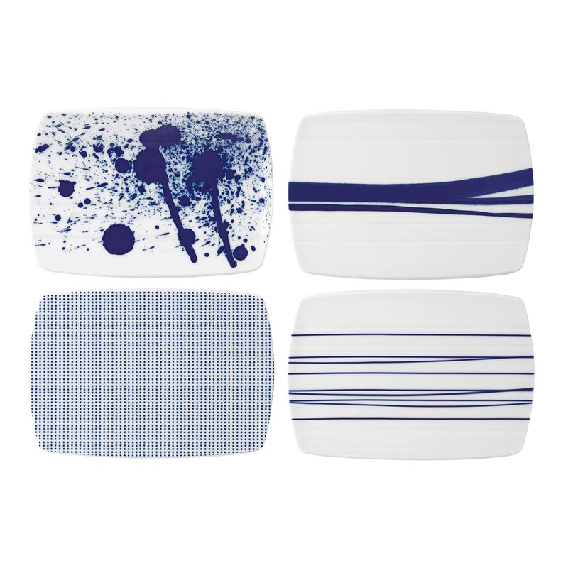 Royal Doulton Royal Doulton Pacific Mixed Patterns Cheese Boards 79 BlueWhite Set of 4 