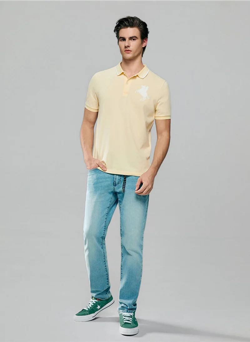 جيوردانو Men's Slim Cotton Lycra Napoleon Polo
