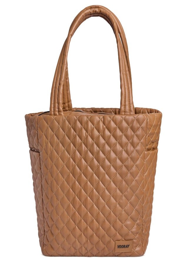 VOORAY 18L Naomi Lightweight Travel Tote Bag, Quilted Tan - Everyday Tote for Women, Weekender, and Shoulder Hospital Bag - Image 1