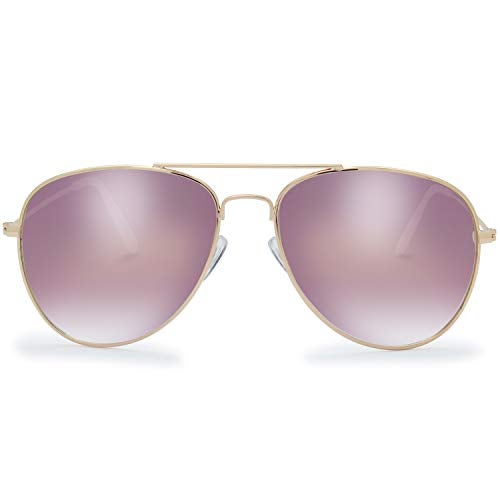 The Fresh Classic Aviator Sunglasses for Men and Women, Metal Frame Mirror Lens, UV400 Protection Pilot Style, Includes Cleaning Cloth, Pouch (05c-GOLD, Gradient PINK) - Image 3