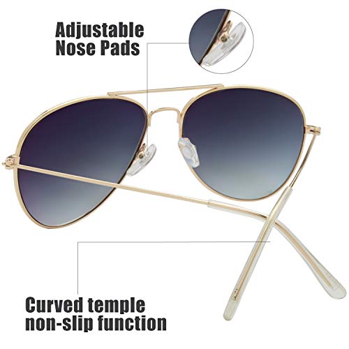 The Fresh Classic Aviator Sunglasses for Men and Women, Metal Frame Mirror Lens, UV400 Protection Pilot Style, Includes Cleaning Cloth, Pouch (05c-GOLD, Gradient PINK) - Image 4