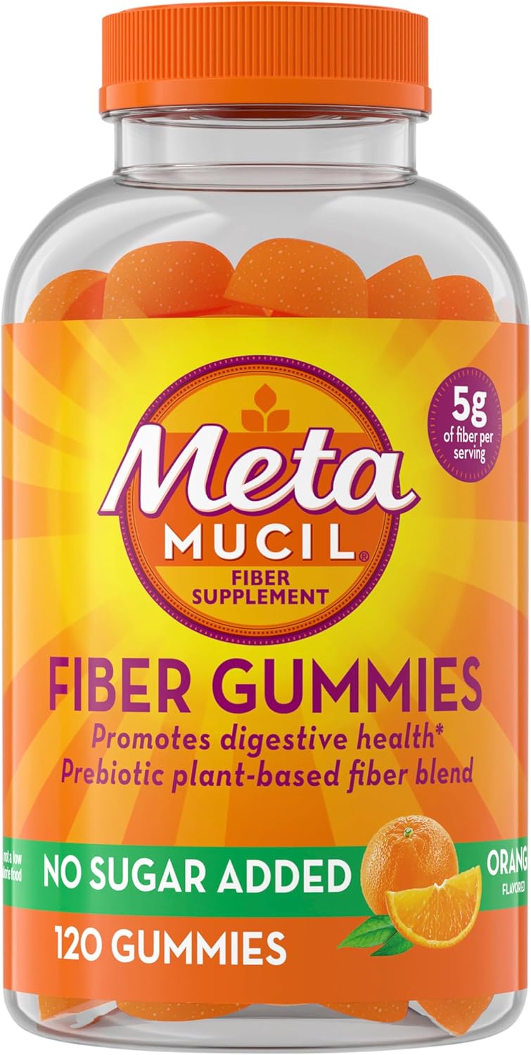Metamucil Fiber Gummies for Adults Orange Flavor 120 Count