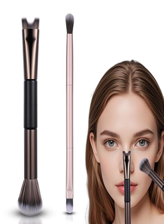 Zelphvt 2 Pcs Sculpting Dual-End Nose Brush, 2-in-1 Nose Contour Brush Makeup Brushes Blush Brushes for Sculpting and Defining Contour - Image 1