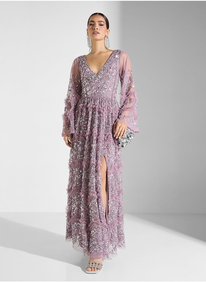 Maya Embellished Rudffled Maxi Dress  - Image 4