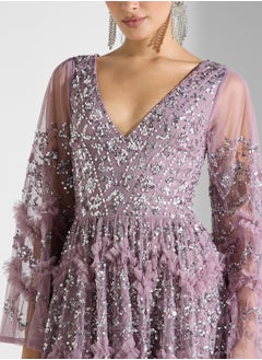 Maya Embellished Rudffled Maxi Dress  - Image 3