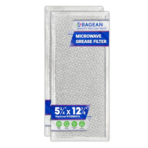 Bagean Microwave Filter Replacement 5.78" x 12.91" Fits W10208631A Whirlpool Microwave Filter - Aluminum Mesh Screen Grease Filters - Freshens and Filters Kitchen Air in Over the Range Oven Vent Fan (2-Pack) - Image 1