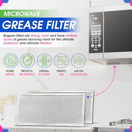Bagean Microwave Filter Replacement 5.78" x 12.91" Fits W10208631A Whirlpool Microwave Filter - Aluminum Mesh Screen Grease Filters - Freshens and Filters Kitchen Air in Over the Range Oven Vent Fan (2-Pack) - Image 2