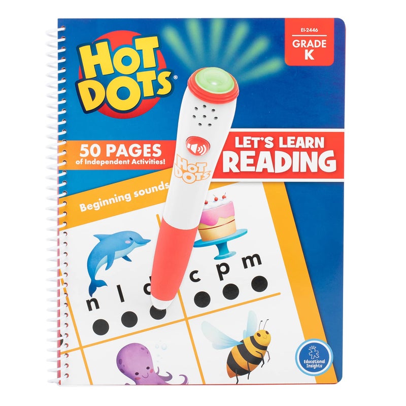 Educational Insights Hot Dots Let's Learn Kindergarten Reading Set - Kindergarten Workbooks with Interactive Pen, Homeschool Learning Activities, Learn to Read Activity Books for Kids Ages 5+ - Image 1