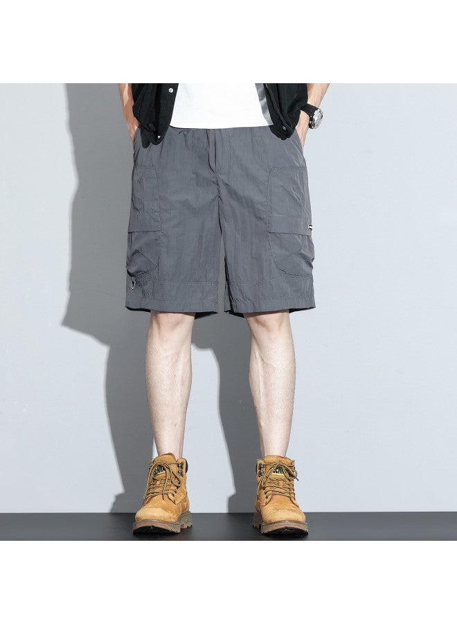 FOLUNSI Men's Summer Thin Sports Pants - Fashionable Versatile Casual Shorts Straight Cut 5-point Shorts Simple Men's Casual Trousers - Image 3