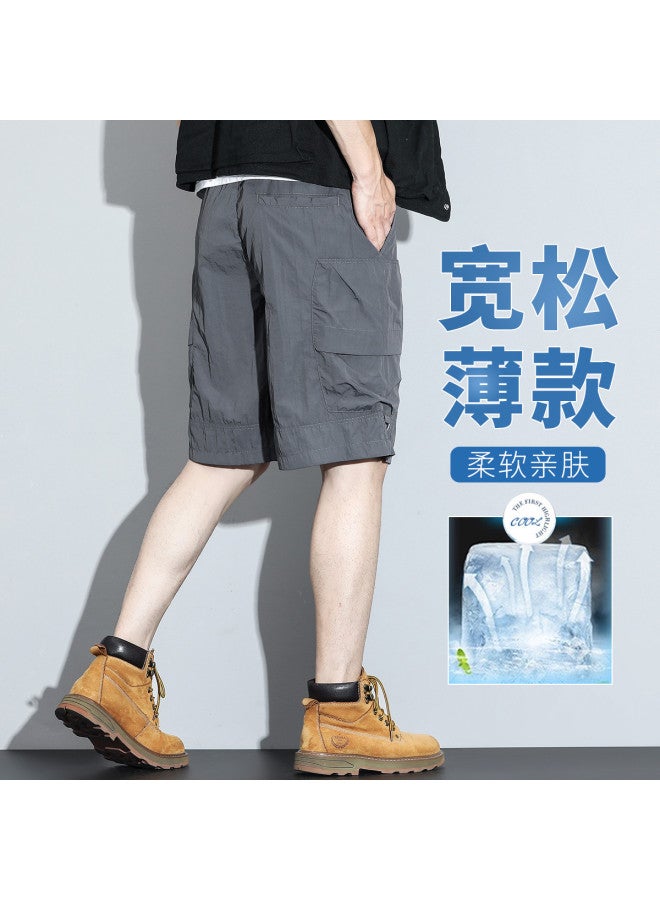 FOLUNSI Men's Summer Thin Sports Pants - Fashionable Versatile Casual Shorts Straight Cut 5-point Shorts Simple Men's Casual Trousers - Image 2