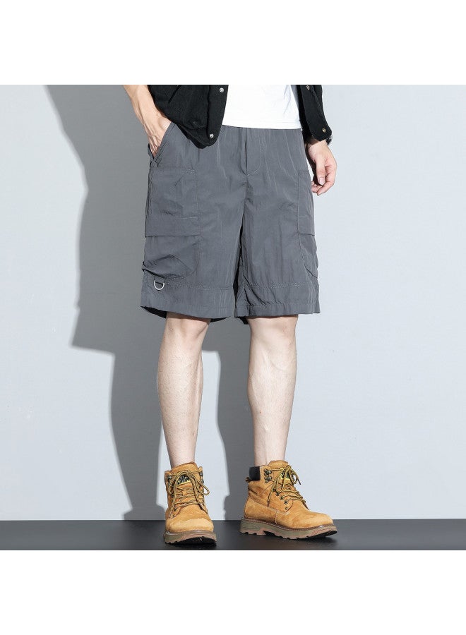 FOLUNSI Men's Summer Thin Sports Pants - Fashionable Versatile Casual Shorts Straight Cut 5-point Shorts Simple Men's Casual Trousers - Image 4