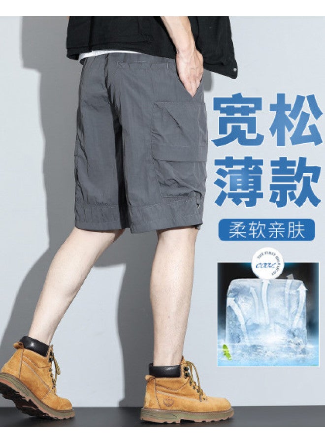 FOLUNSI Men's Summer Thin Sports Pants - Fashionable Versatile Casual Shorts Straight Cut 5-point Shorts Simple Men's Casual Trousers - Image 1