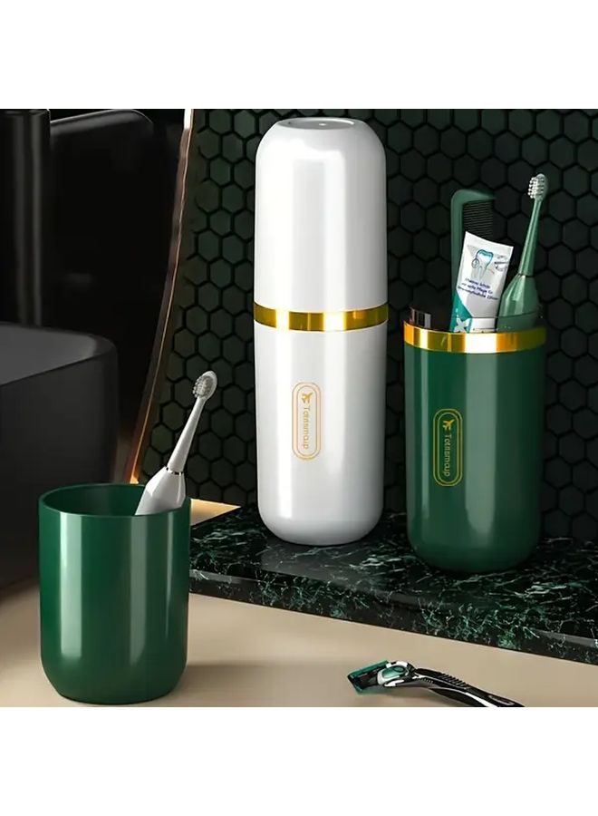 White Portable Travel Toothbrush And Toothpaste Storage Set Includes Toothbrush Toothpaste Mouthwash Cup Lightweight Odorless No Power Required For Home And Outdoor Use Perfect Holiday Gift - Image 2