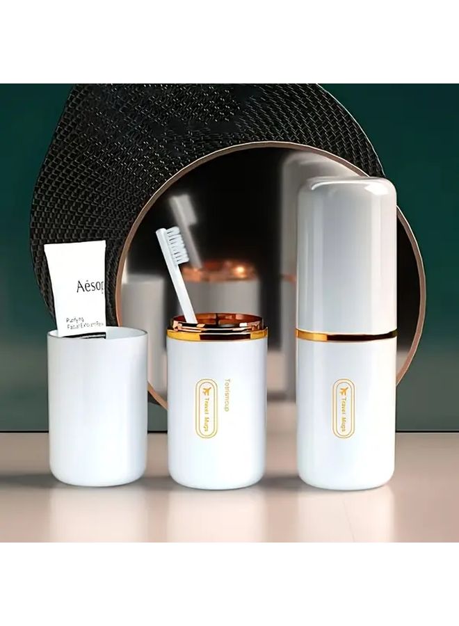 White Portable Travel Toothbrush And Toothpaste Storage Set Includes Toothbrush Toothpaste Mouthwash Cup Lightweight Odorless No Power Required For Home And Outdoor Use Perfect Holiday Gift - Image 4