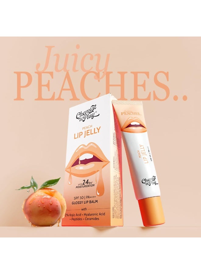 Chemist at Play Peach Tinted Lip Balm for Dry, Chapped & Pigmented Lips | Gives 24 hours moisturization | SPF 50 PA++++ | Has 2% Kojic Acid, Hyaluronic Acid, ceramides & Peptides | 10gms - Image 2