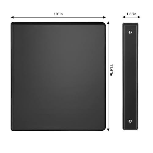 COMIX Sturdy 3 Ring Binder 1 inch with Clear View Cover, 1" Round Ring View Binder, PVC-Free, 200 Sheets Capacity of US Letter Size Paper, Office ＆ School Supplies, 8 Pack (Black) - Image 3