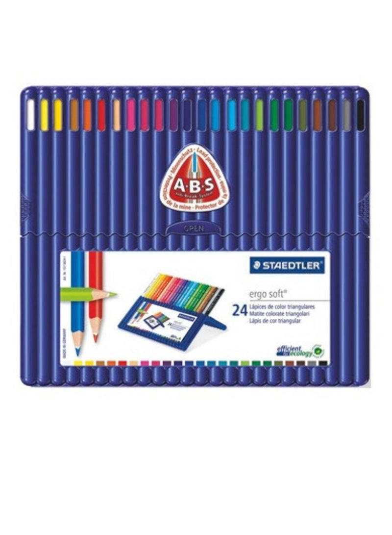 شتدلر أقلام تلوين مثلثة من إيرجوسوفت، 24 قطعة، متعددة الألوان - Image 1
