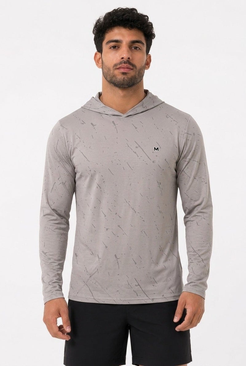 Moveletix Men's Ultra Cooling Summer Training Long Sleeve T-Shirt Grey Ultra Cooling - Image 2