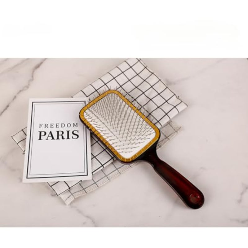 Metal Pin Scalp Massage Wet Paddle Brush For Thick Hair, Wet Hair Brushes For Women, Hair Brush Detangler Reduces Breakage - Scalp Massagers amber - Image 3