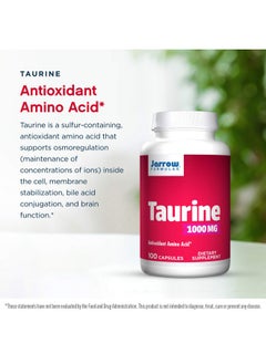 jarrow formulas Taurine 1000 Mg 100 Capsules Antioxidant Amino Acid Brain Health & Function Pharmaceutical Grade Taurine Capsules 100 Servings  - Image 4