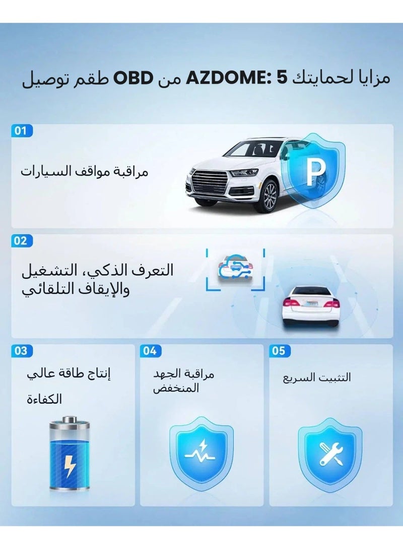 AZDOME مجموعة توصيل OBD بمدخل نوع C لكاميرا داش، سهلة التركيب، تدعم وضع الانتظار، كابل طاقة بطول 11 قدم 12V-24V إلى 5V لكاميرا السيارة مع مدخل نوع C، حماية من الجهد المنخفض - Image 2