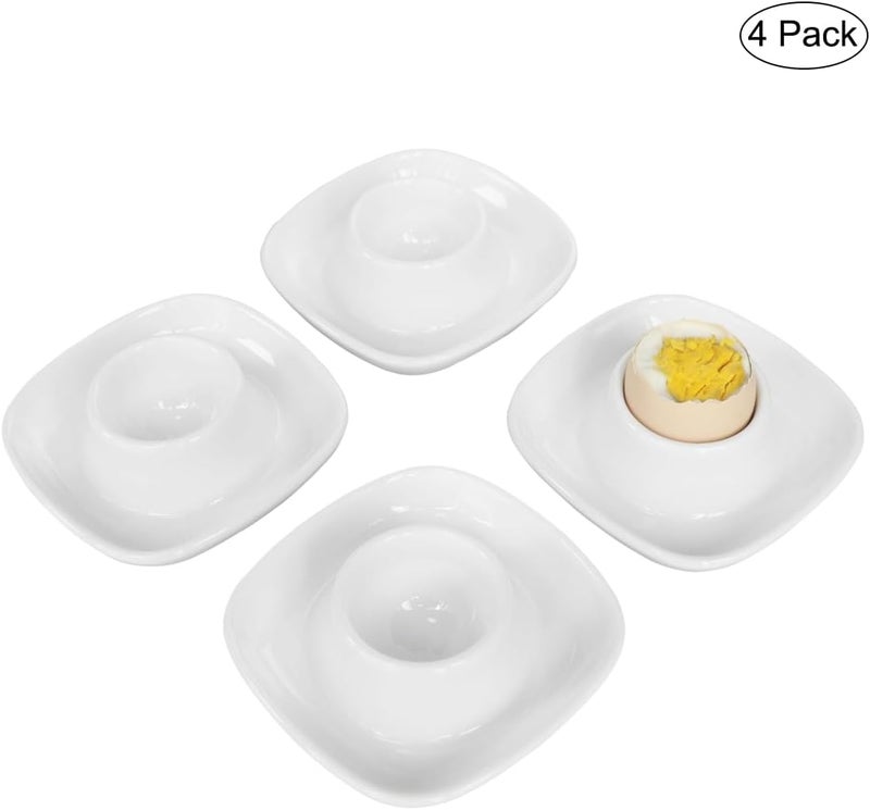 Bealuffe Ceramic Egg Cups for Soft Boiled Eggs, Egg Holder Porcelain Egg Dish for Breakfast for Easter (4 Pack) - Image 5