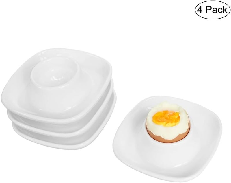 Bealuffe Ceramic Egg Cups for Soft Boiled Eggs, Egg Holder Porcelain Egg Dish for Breakfast for Easter (4 Pack) - Image 4