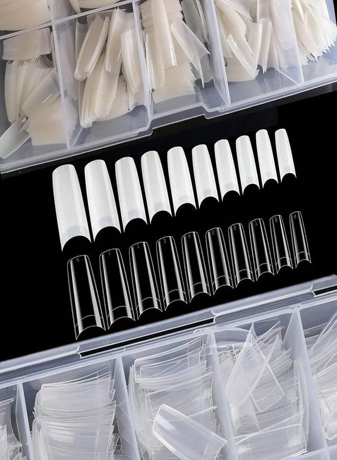 SHIDARA Acrylic Nail Tips French Fake Nails - 200pcs French Nail Tips Half Cover Artificial Fake Nails with Storage Case (clear+natural) - Image 2