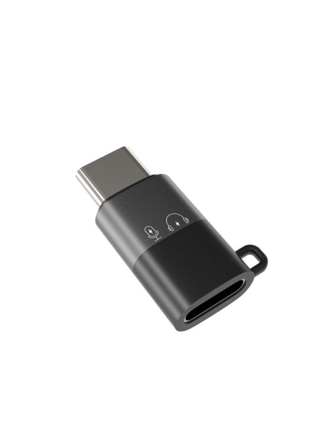 Soaiy Otg Audio Adapter, Apple To Type-c Interface, Headphone Clip, Microphone Adapter, Black