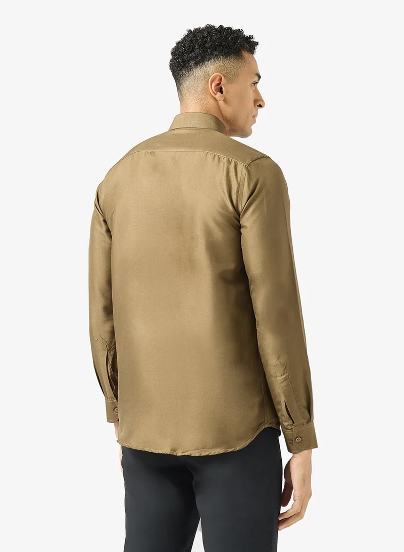 Robert Wood Bio-Wash Solid Cotton Shirt