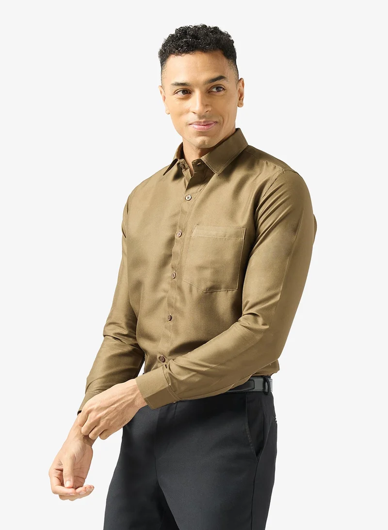 Robert Wood Bio-Wash Solid Cotton Shirt