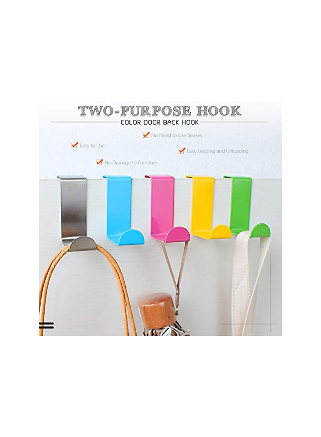 promass 25 Pcs Over The Door Hooks Kit Pink 5 Colors Metal Reversible Hooks Double Side Z Shaped Hanging Hooks for Kitchen, Bathroom, Bedroom, Cabinet (Pink Blue Yellow Green Sliver) - Image 3