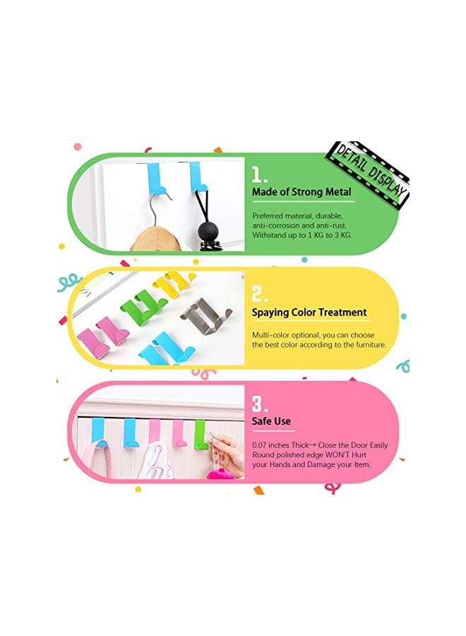 promass 25 Pcs Over The Door Hooks Kit Pink 5 Colors Metal Reversible Hooks Double Side Z Shaped Hanging Hooks for Kitchen, Bathroom, Bedroom, Cabinet (Pink Blue Yellow Green Sliver) - Image 4